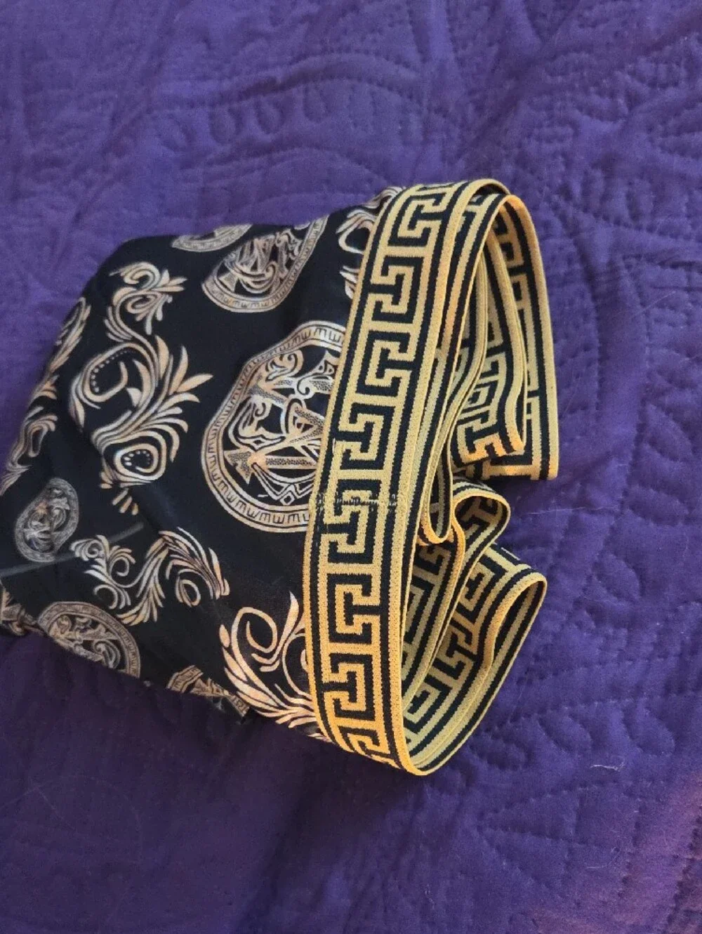 3/$15   5 PAIR Men’s Black and Gold Patterned Underwear Boxer/Briefs Sz Lg/XL